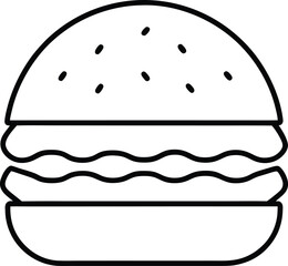 burger black on white background