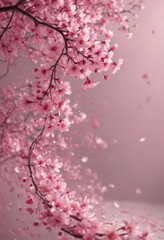 Obraz premium Abstract pink sakura petals swirl, ethereal backdrop, beauty, bloom, whimsical