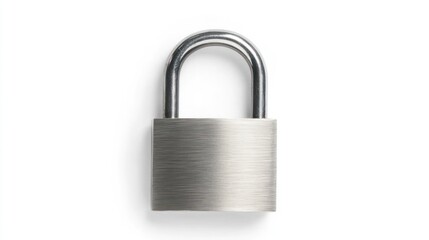 Fototapeta premium Close-up of a Sturdy Metal Padlock on White Background