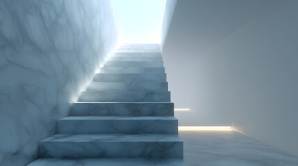 Obraz premium Modern Minimalist Marble Staircase Architecture Light and Shadow Design