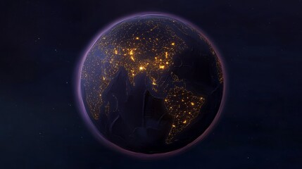 Obraz premium Global connectivity illuminated earth from space digital visualization nighttime stunning perspective global awareness