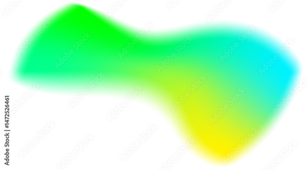 Poster blurry green gradient colored shape. fluid liquid mesh element with holographic effect. soft aura gr
