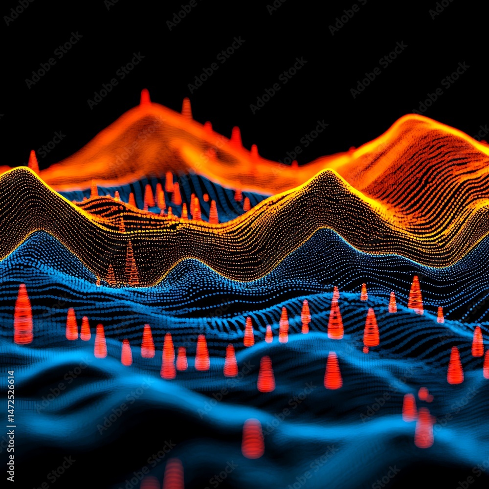 Poster abstract 3d graph visualization with dynamic wave patterns and colors