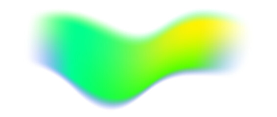 Blurry gradient colored shape. Fluid liquid green element with holographic effect. Soft aura gradation wavy graphic. Bright iridescent organic bubble