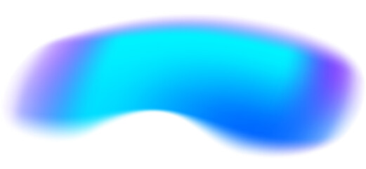 Blurry gradient colored shape. Fluid liquid blue element with holographic effect. Soft aura gradation wavy graphic. Bright iridescent organic bubble