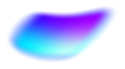 Blurry gradient colored shape. Fluid liquid blue element with holographic effect. Soft aura gradation wavy graphic. Bright iridescent organic bubble