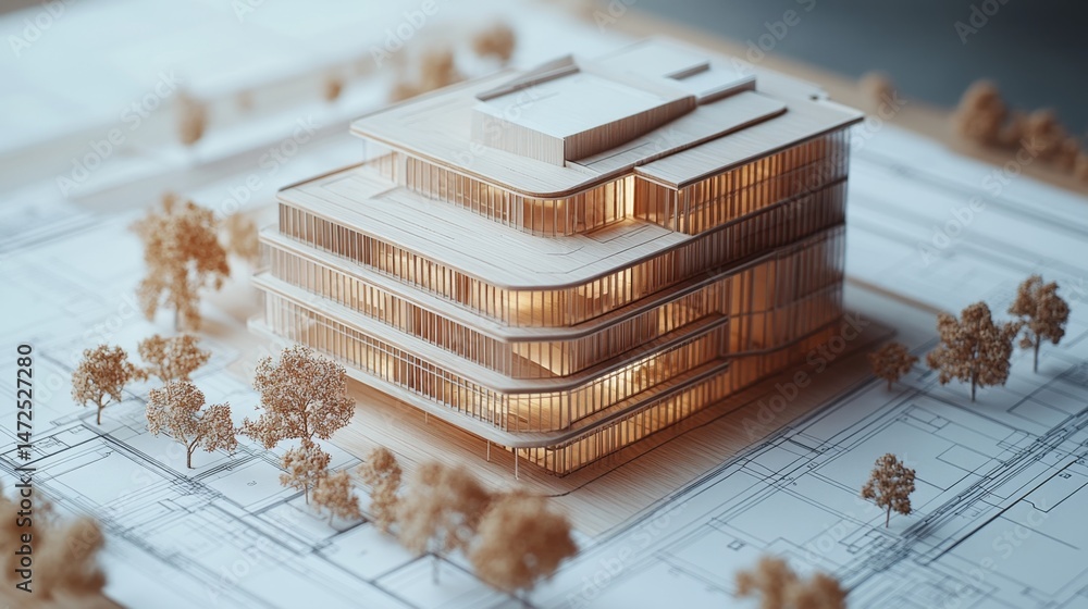 Aufkleber architectural model showcase modern design building 3d visualization creative environment close-up v