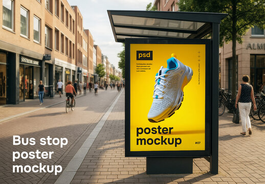 A bus stop poster mockup