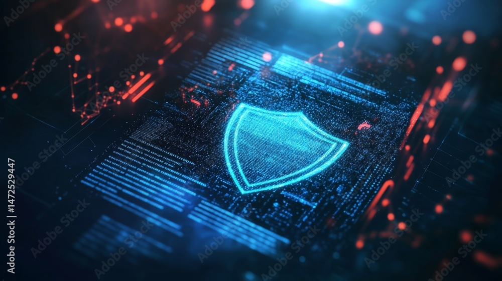 Poster cybersecurity measures digital environment graphic visualization technology abstract concept modern 