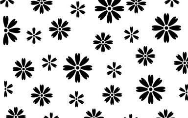 Black and White Flower Pattern: A symmetrical pattern featuring simple flowers, creating a visually appealing and minimalist design, ideal for various creative applications.