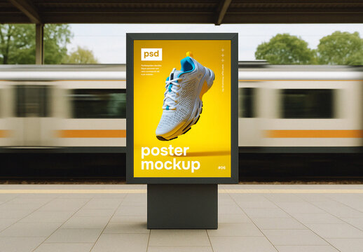 Train station billboard advertising mockup