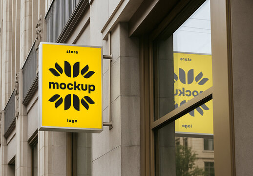 Store sign logo mockup