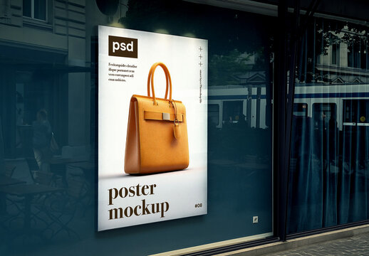 Store window poster mockup