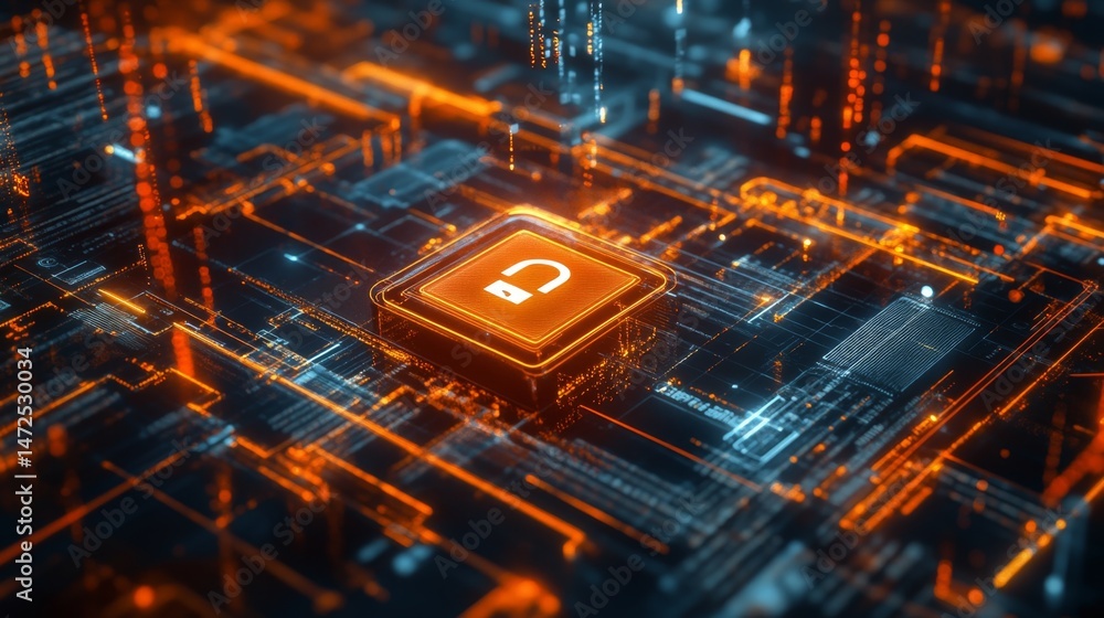 Aufkleber cybersecurity breakthrough protecting data in a digital landscape technology hub graphic visualizati