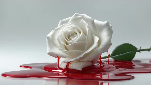 White rose with red petals