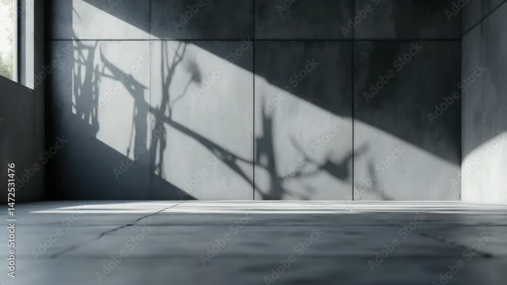 Poster three-dimensional room featuring dark concrete wall and floor background for mock-up or product disp