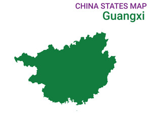 High detailed map of Guangxi vector illustration. Outline Guangxi province map on white background. China.