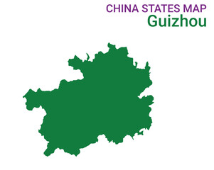 High detailed map of Guizhou vector illustration. Outline Guizhou province map on white background. China.