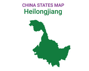 High detailed map of Heilongjiang vector illustration. Outline Heilongjiang province map on white background. China.
