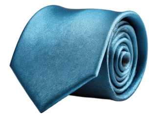 Elegant blue tie fashion accessory showcase studio close-up style. Isolated on transparent background, png.