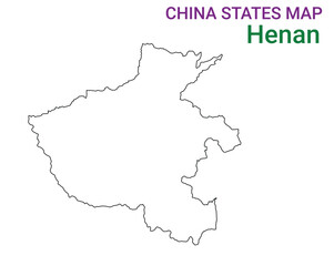 High detailed map of Henan vector illustration. Outline Henan province map on white background. China.