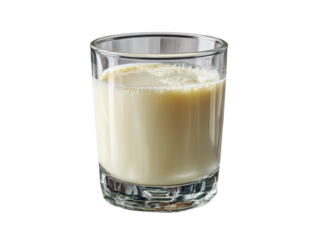 Delicious milk drink served in cozy home kitchen glass. Isolated on transparent background, png.