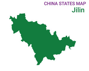 High detailed map of Jilin vector illustration. Outline Jilin province map on white background. China.