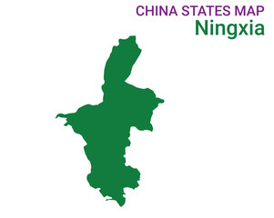 High detailed map of Ningxia vector illustration. Outline Ningxia province map on white background. China.