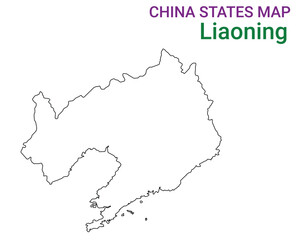 Obraz premium High detailed map of Liaoning vector illustration. Outline Liaoning province map on white background. China.