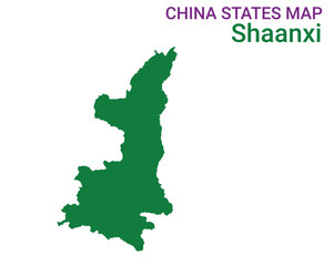 High detailed map of Shaanxi vector illustration. Outline Shaanxi province map on white background. China.

