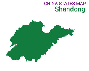 High detailed map of Shandong vector illustration. Outline Shandong province map on white background. China.
