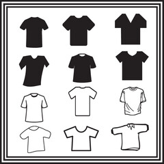 T-Shirt Silhouettes and Outlines &ndash; Vector Icons of Apparel in Various Styles