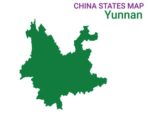 High detailed map of Yunnan vector illustration. Outline Yunnan province map on white background. China.