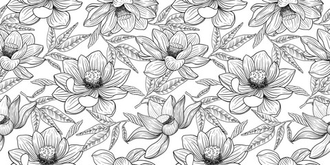 Minimalist Seamless Floral Pattern. A sophisticated and modern seamless vector pattern in a minimalist style, featuring delicate floral motifs with clean lines and a soft color palette. 