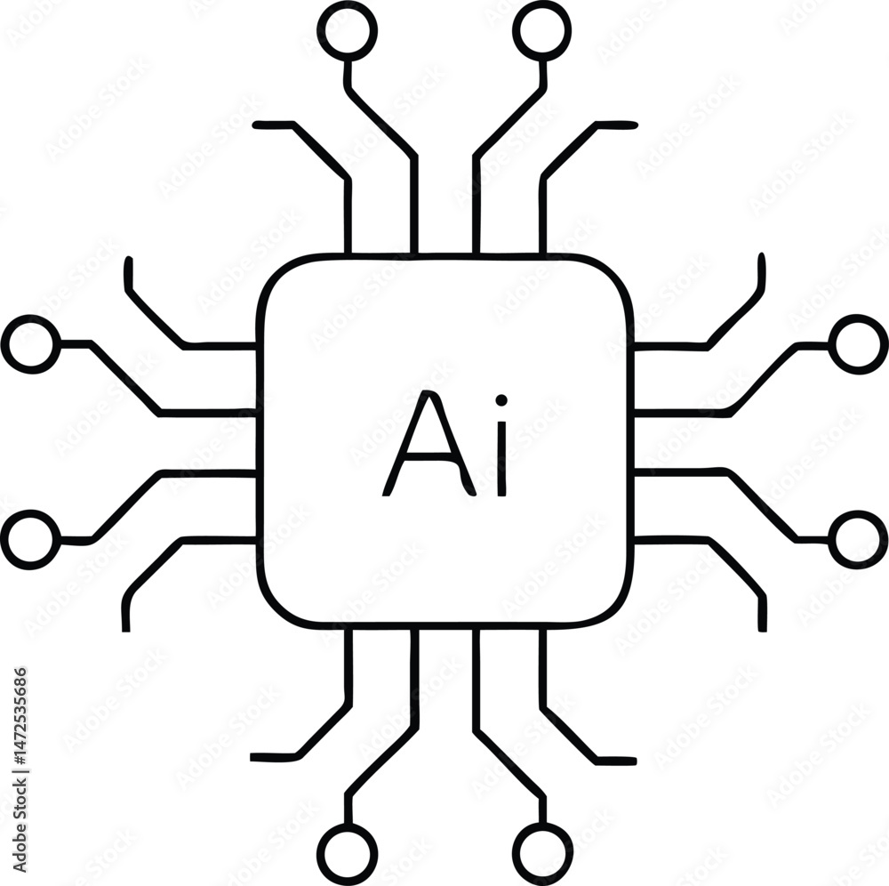 Aufkleber Minimalist cpu chip icon vector design with transparent appearance suitable for technology.