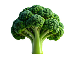 Fresh green broccoli, a healthy raw vegetable ingredient, is isolated on a white background
