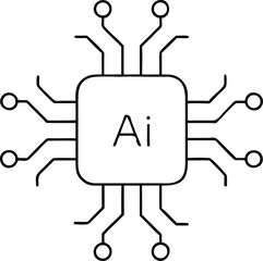 Minimalist cpu chip icon vector design with transparent appearance suitable for technology.