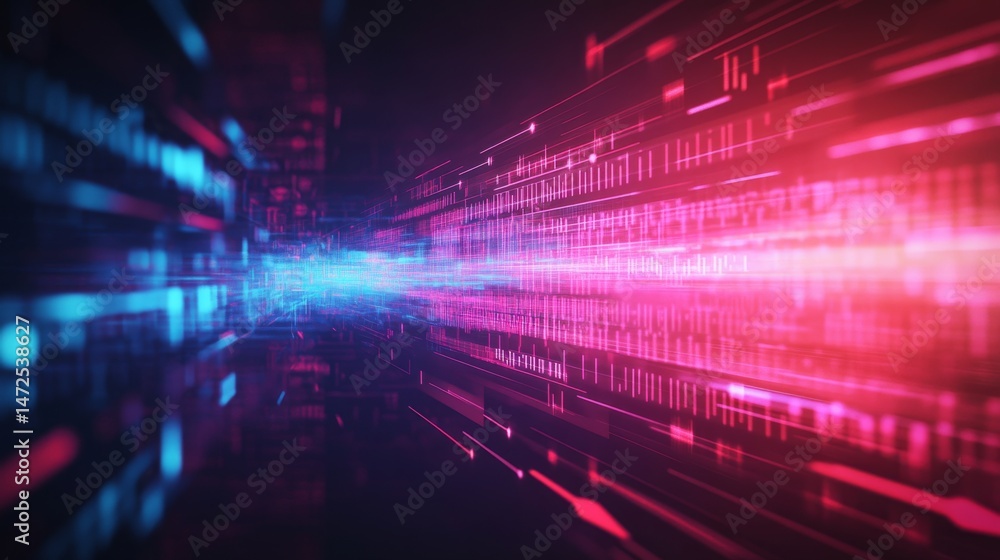 Poster dynamic light trails digital environment abstract content futuristic setting wide angle visual conce