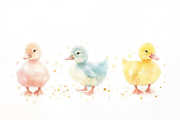 Naklejka premium duck and ducklings