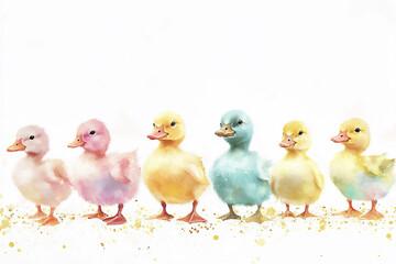 illustration of colorful ducklings