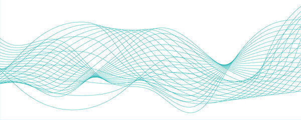 bstract background with flowing waveforms or curved lines on white backdrop.  Wavy green lines stream element for design on a white background.Abstract wavy ocean line and future technology.