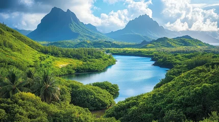 Crédence de cuisine  Mauritius landscape volcanic peaks and lagoons beautiful nature view  © vik173