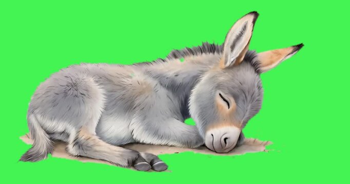 Sleeping donkey green screen animation