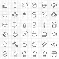 Kitchen and Cooking Icon Set &ndash; Restaurant & Food Utensils Vector
