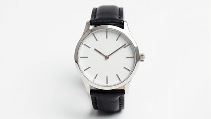 Elegant Watch With Black Leather Strap