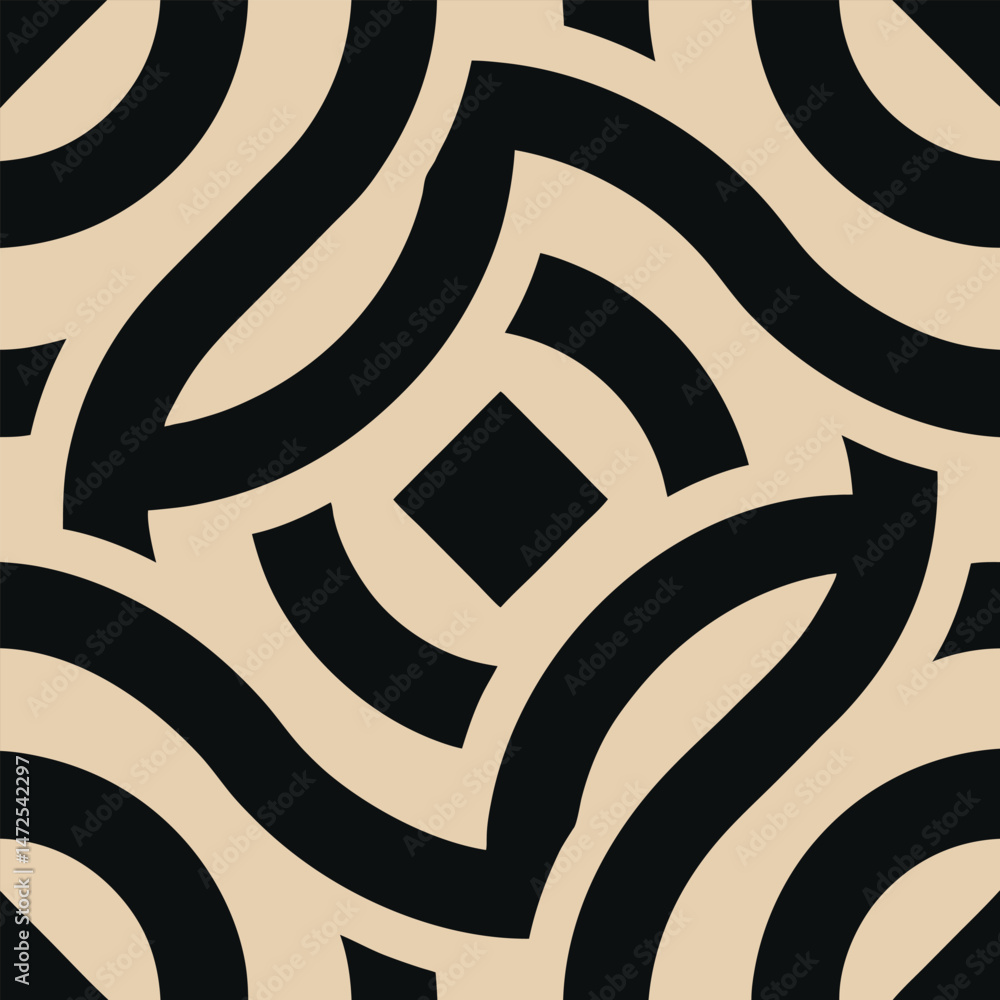Aufkleber abstract geometric pattern with interlocking curves and central square.