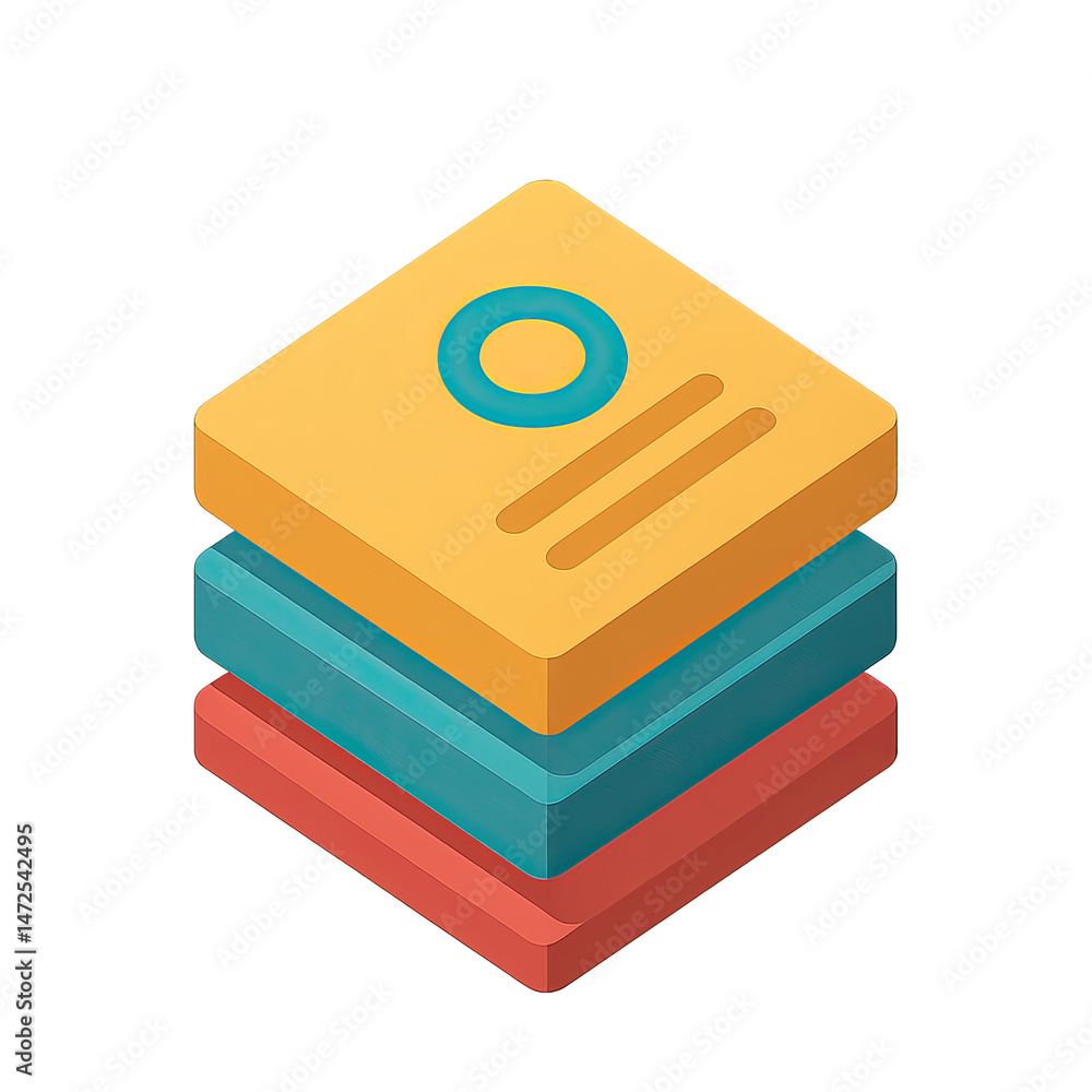 Poster abstract isometric stacked layers design element icon digital data technology graphic