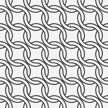 Interlocking geometric pattern seamless monochromatic modern design.