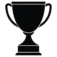 Black silhouette of trophy cup symbolizing victory and championship. trophy, cup, victory, winner, award, champion.