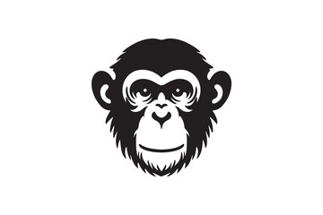 simple and unobtrusive Chimpanzee vector silhouette illustration isolated in white background